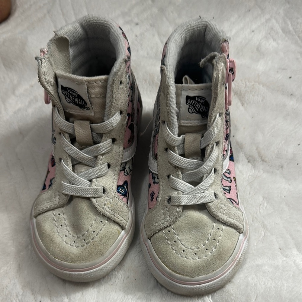 Vans Pink and White Floral High-Top Sneakers
